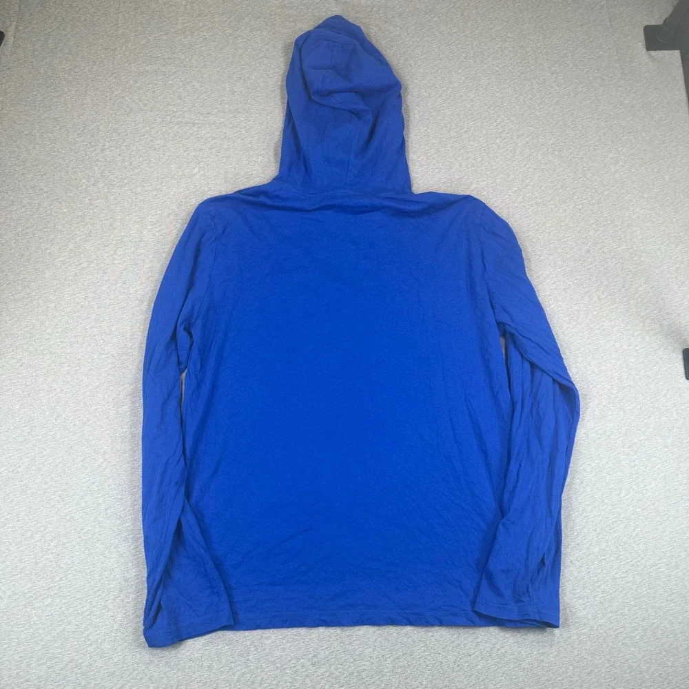 Polo Ralph Lauren Hooded Shirt Mens M Royal Blue Cotton Long Sleeve Red Pony